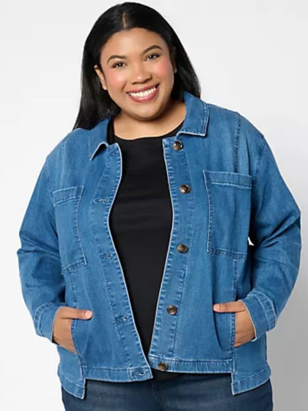 Studio Park X Amy Stran Denim Utility Jacket- Indigo Sz L a653935